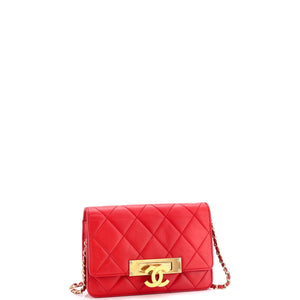 Golden Class Wallet on Chain Quilted Lambskin