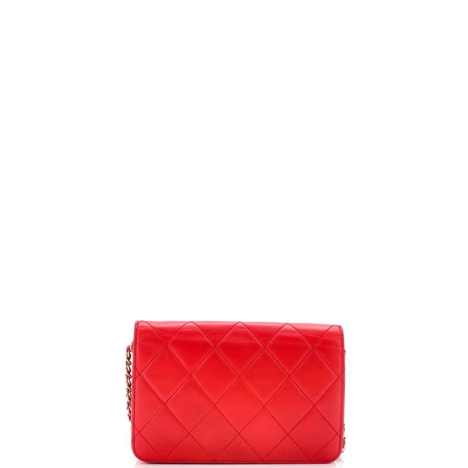 Golden Class Wallet on Chain Quilted Lambskin