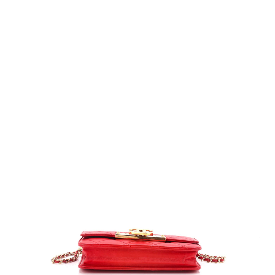 Golden Class Wallet on Chain Quilted Lambskin