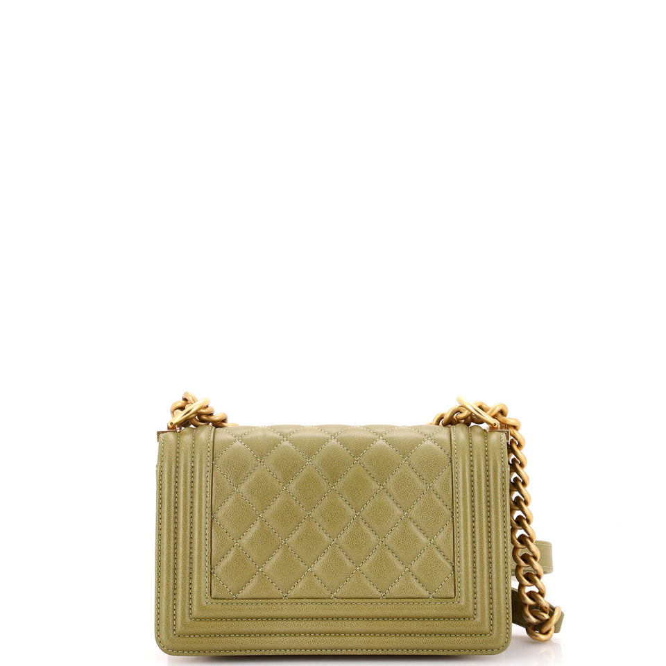 Boy Flap Bag Quilted Caviar Small