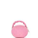 CC Ruched Oval Top Handle Quilted Lambskin Mini