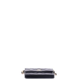 Camellia Bow Flap Card Holder with Chain Quilted Lambskin