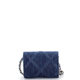 19 Flap Coin Purse With Chain Quilted Denim