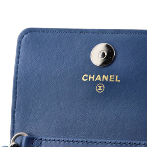 19 Flap Coin Purse With Chain Quilted Denim