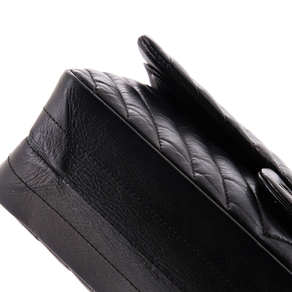 So Black Reissue 2.55 Flap Bag Chevron Aged Calfskin 225