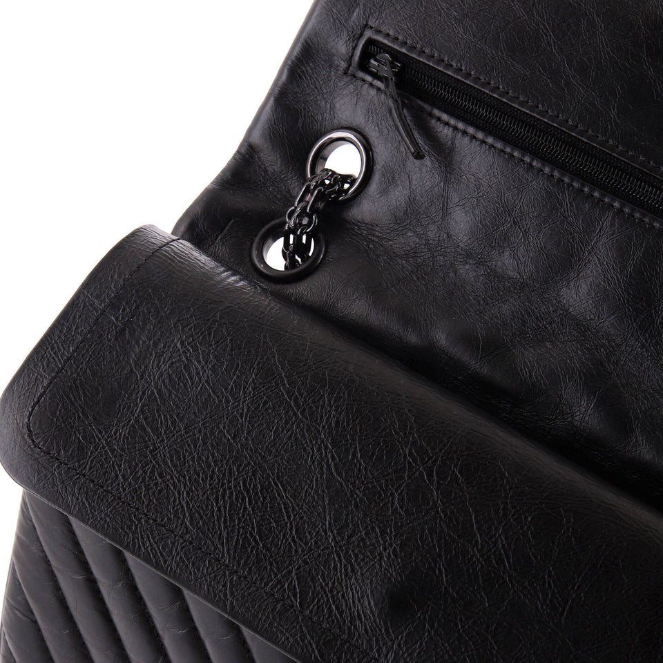So Black Reissue 2.55 Flap Bag Chevron Aged Calfskin 225