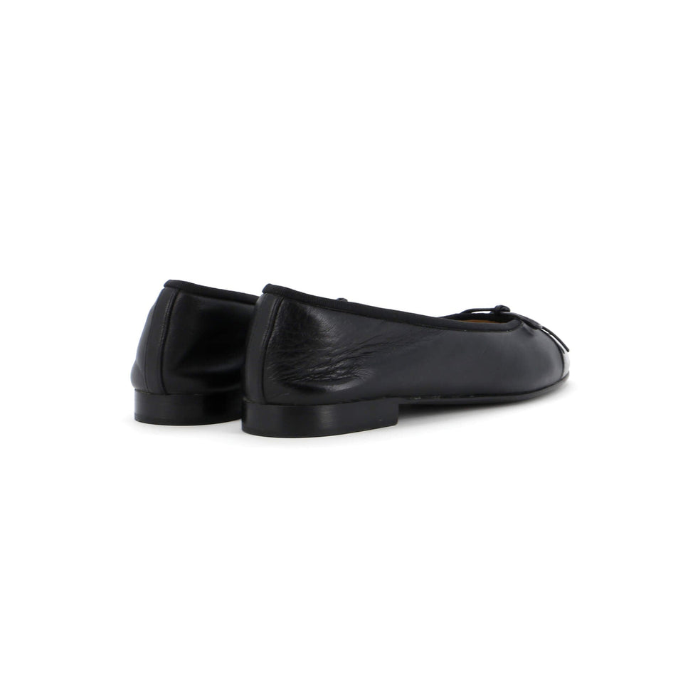 Women's CC Cap Toe Bow Ballerina Flats Leather and Patent