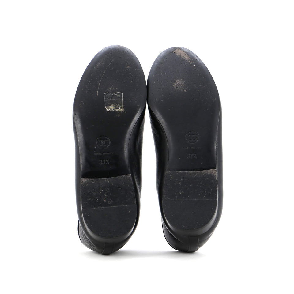 Women's CC Cap Toe Bow Ballerina Flats Leather and Patent
