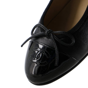 Women's CC Cap Toe Bow Ballerina Flats Leather and Patent