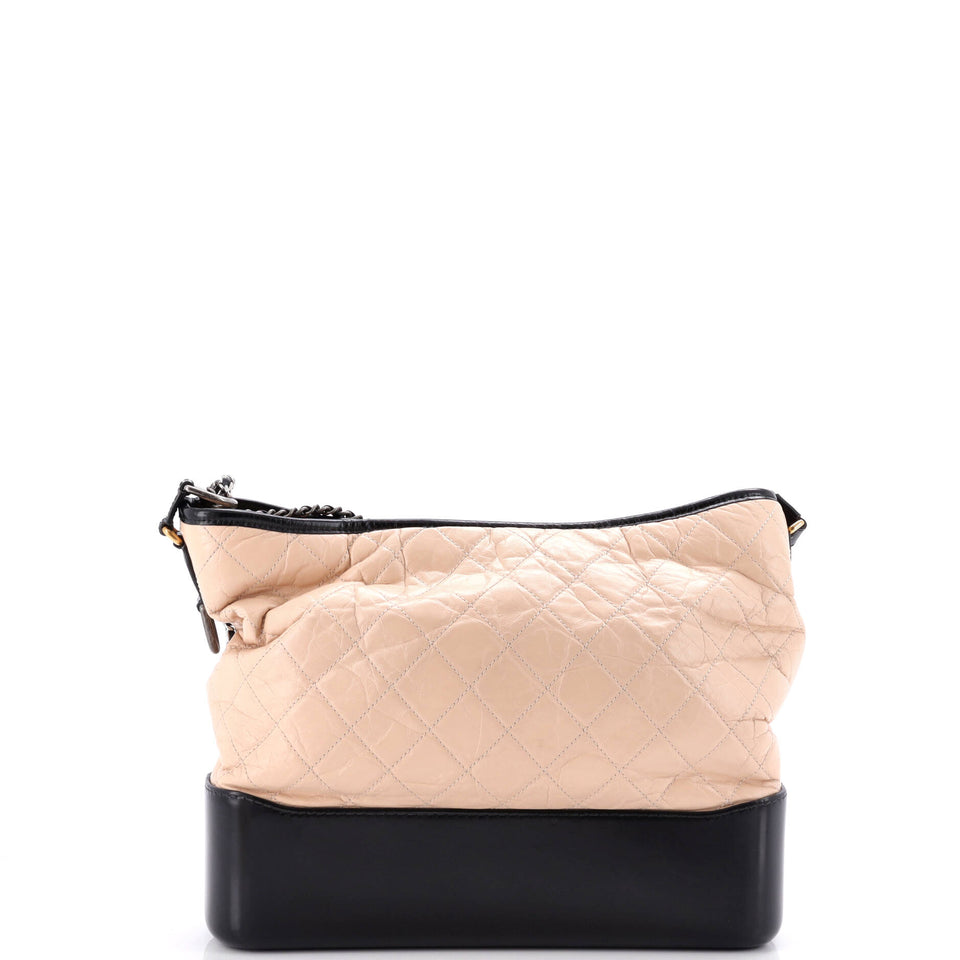 Bicolor Gabrielle Hobo Quilted Aged Calfskin Large