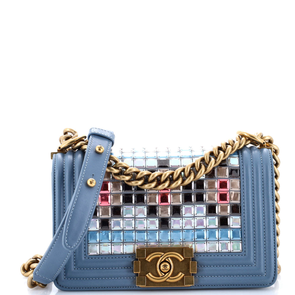 Mosaic Boy Flap Bag Embellished Lambskin Small