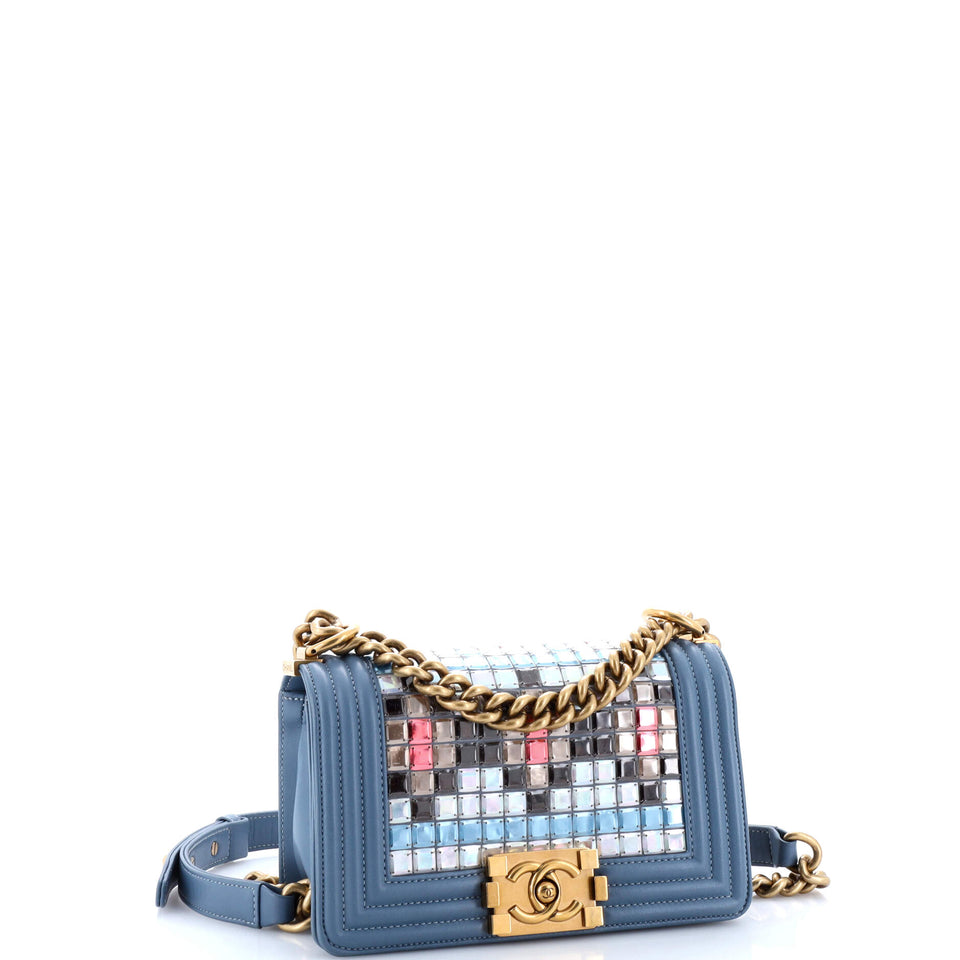 Mosaic Boy Flap Bag Embellished Lambskin Small