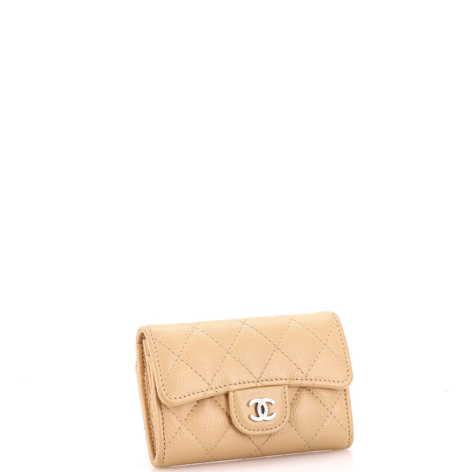 Classic Flap Card Case Quilted Caviar