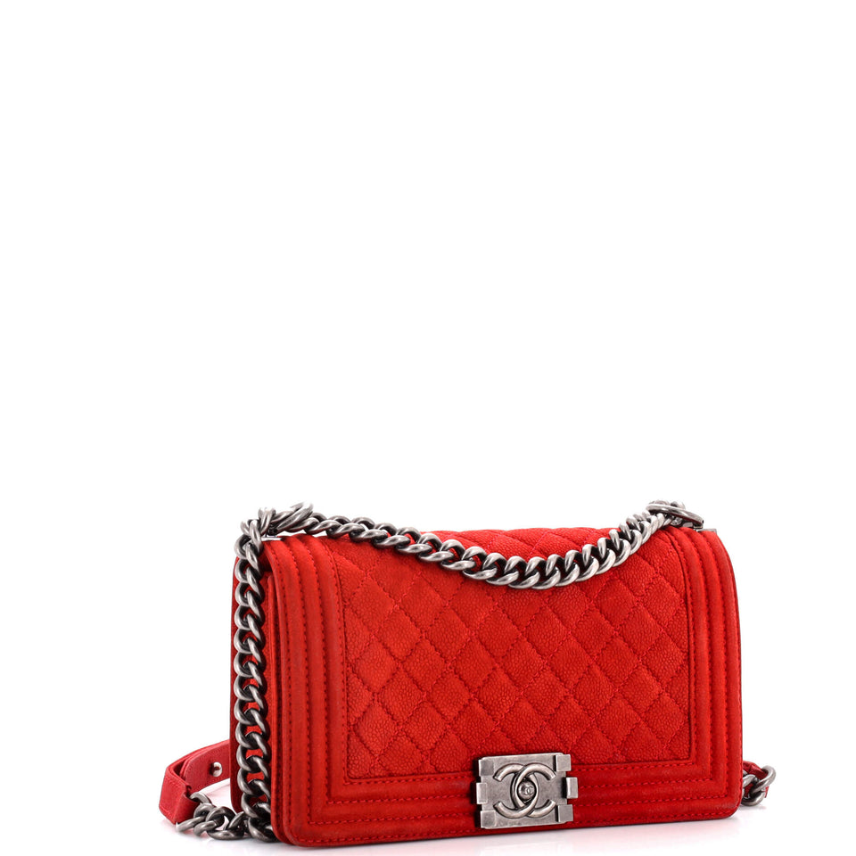 Boy Flap Bag Quilted Matte Caviar Old Medium