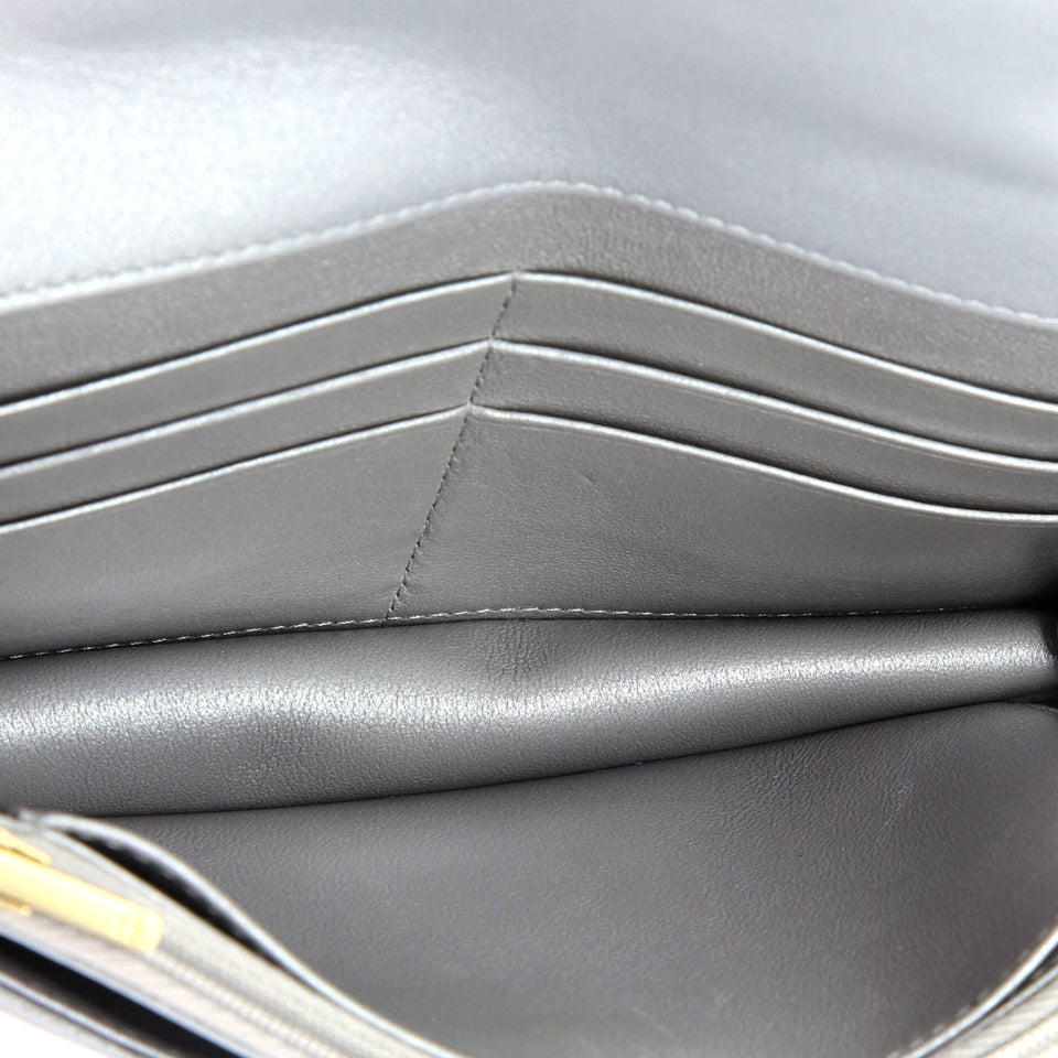 Crystal Logo Top Handle Wallet on Chain Quilted Lambskin