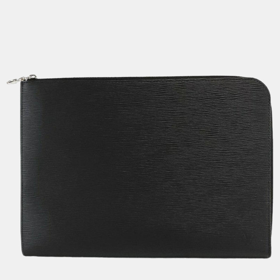 Black Epi Leather Pochette Jour Clutch Bag