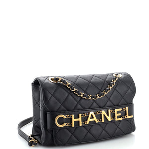 Logo Enchained Flap Bag Quilted Calfskin Medium