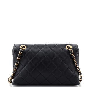 Logo Enchained Flap Bag Quilted Calfskin Medium
