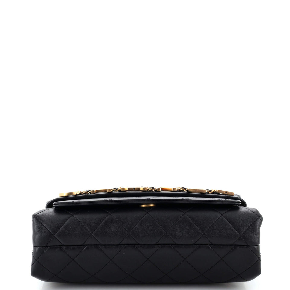 Logo Enchained Flap Bag Quilted Calfskin Medium