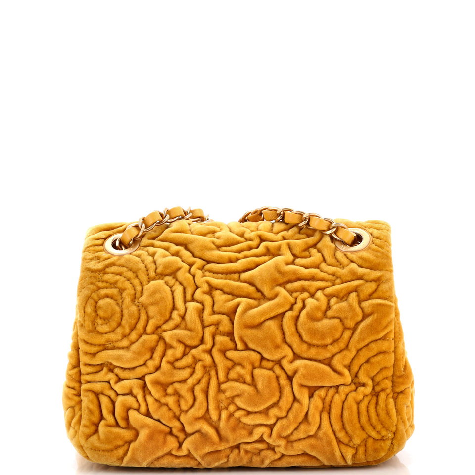 Square Classic Single Flap Bag Camellia Velvet Mini