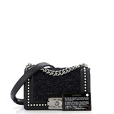 Boy Flap Bag Quilted Tweed with Pearl Embellished Calfskin Small