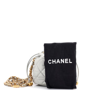 Medallion Charms Drawstring Bucket Bag Quilted Caviar Mini