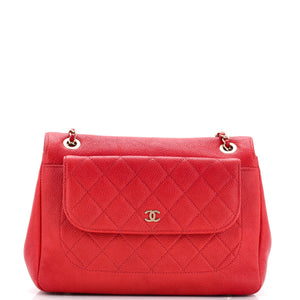 Data Center Back Pocket Flap Bag Caviar Medium