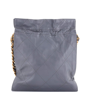 CC Chain Drawstring Shopping Bag Quilted Lambskin Large