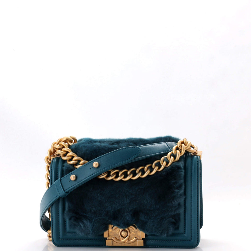Boy Flap Bag Fur with Leather Small