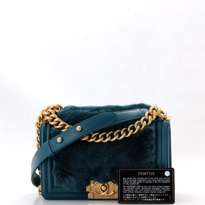 Boy Flap Bag Fur with Leather Small