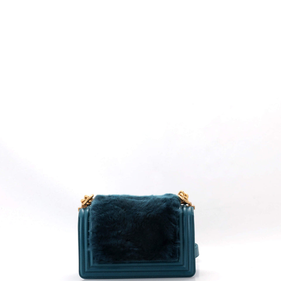 Boy Flap Bag Fur with Leather Small