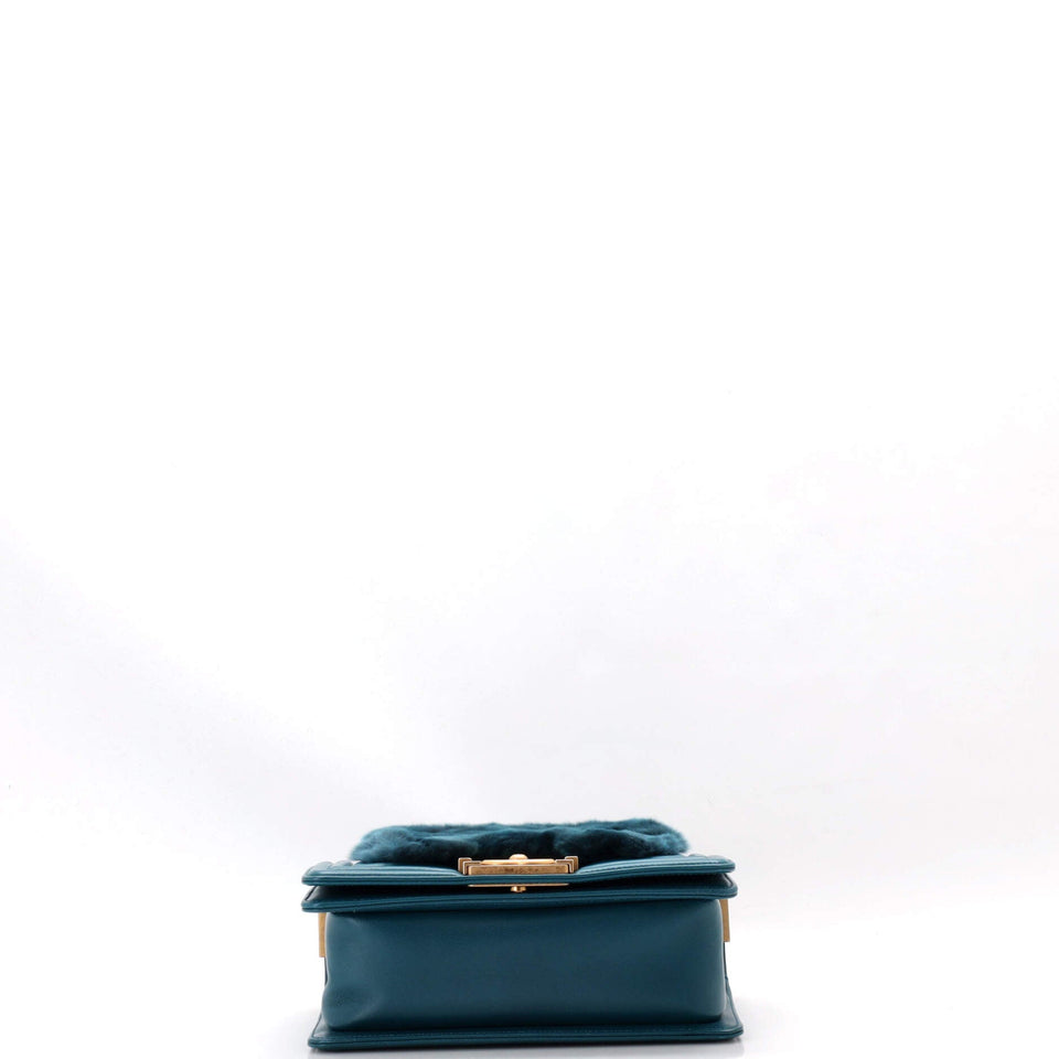 Boy Flap Bag Fur with Leather Small