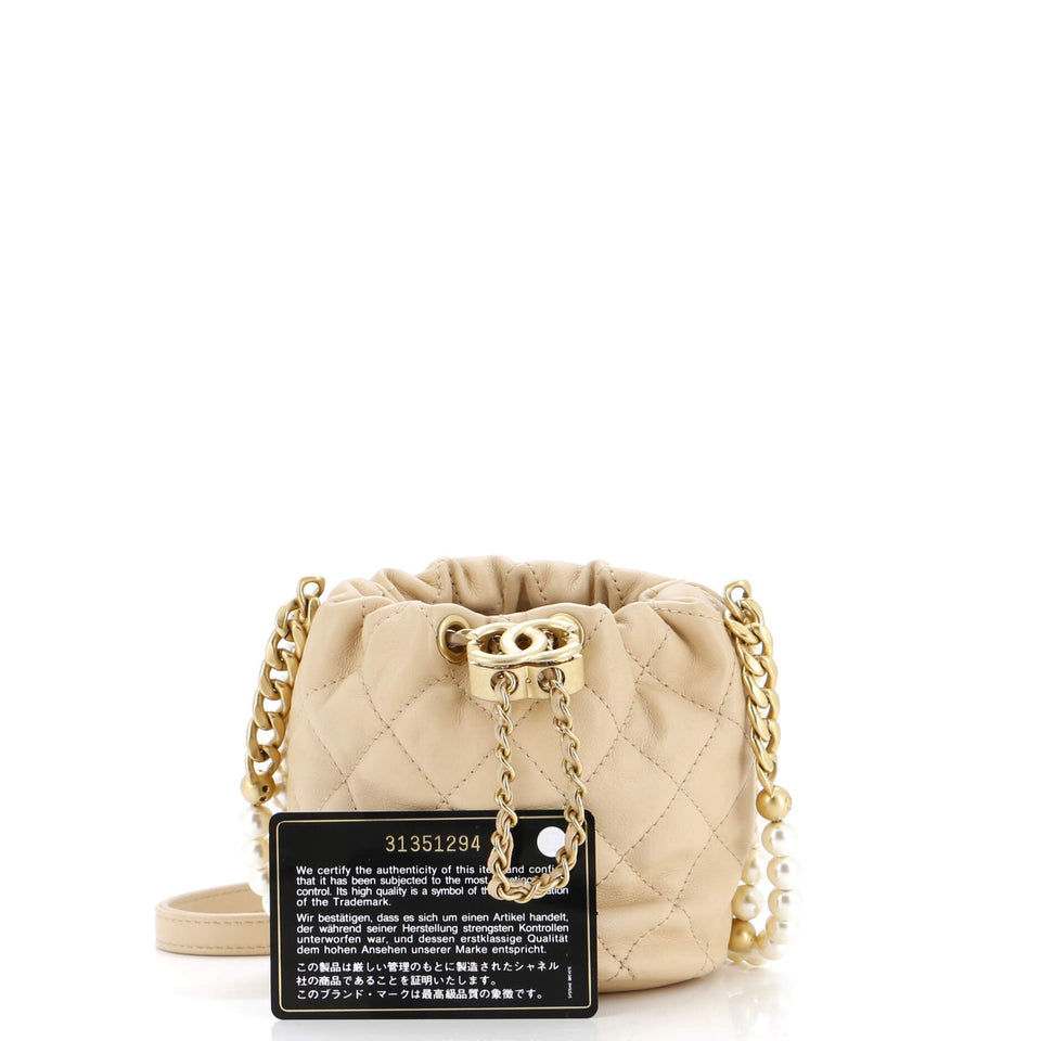 About Pearls Bucket Bag Quilted Calfskin Mini