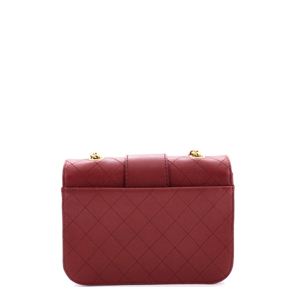 Front Chain Flap Bag Quilted Sheepskin Medium