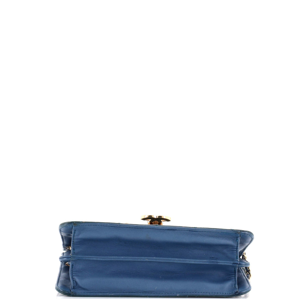 Golden Class Accordion Flap Bag Quilted Patent Medium