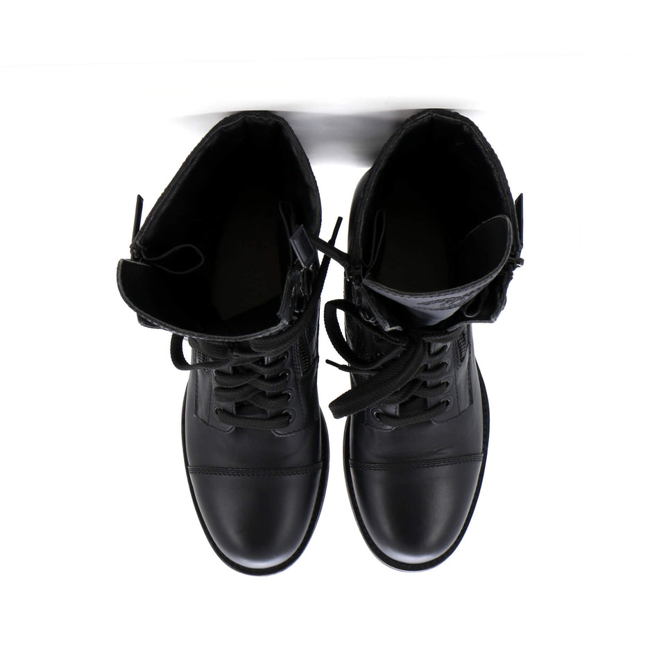 Women's CC Zip Up Combat Boots Quilted Leather