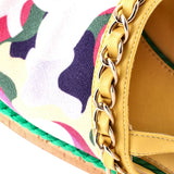 Women's Cap Toe CC Chain Slingback Mules Printed Cotton and Leather with Cork