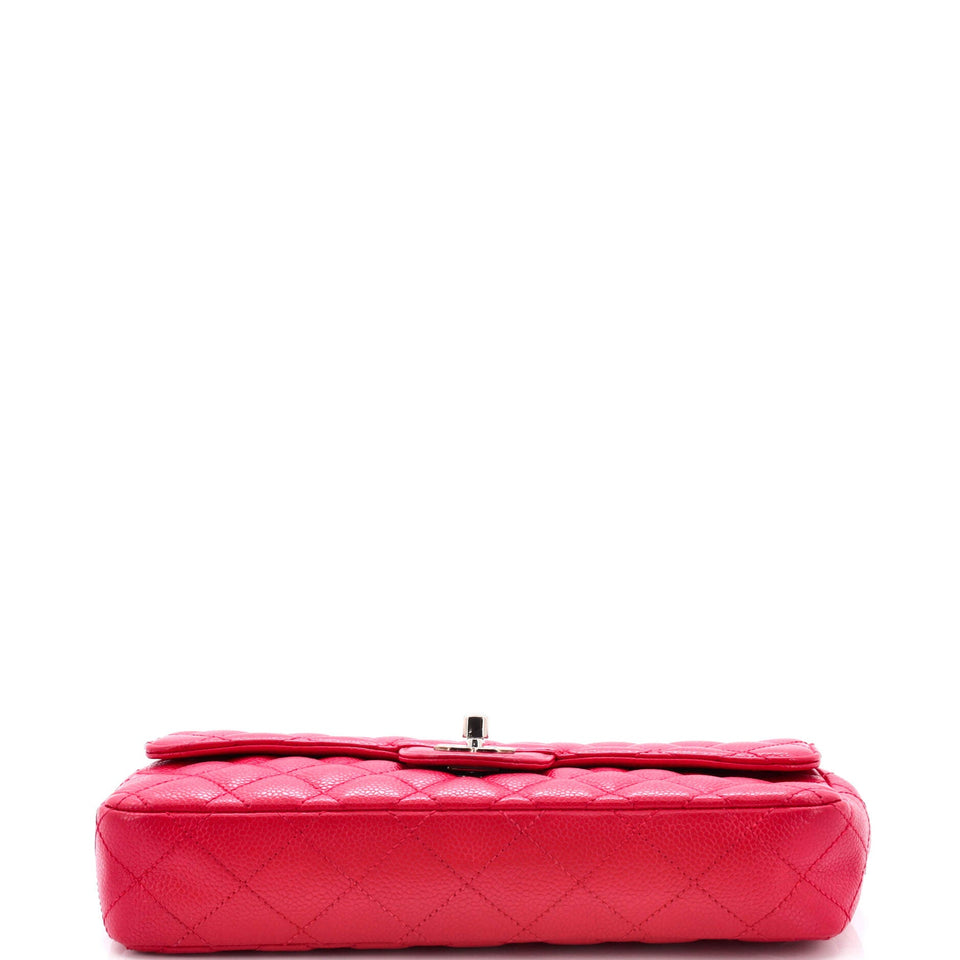 Classic Single Flap Bag Quilted Caviar East West