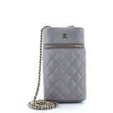 Classic Vanity Phone Holder with Chain Quilted Caviar