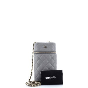Classic Vanity Phone Holder with Chain Quilted Caviar