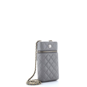 Classic Vanity Phone Holder with Chain Quilted Caviar