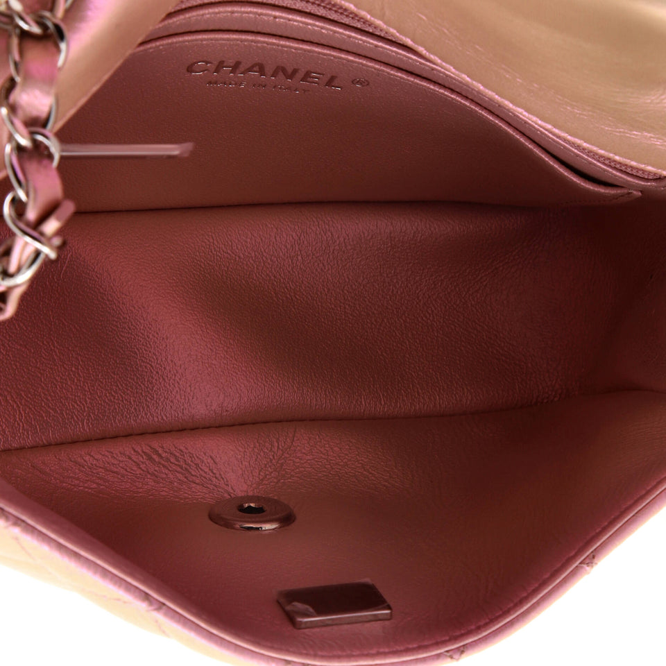 Classic Single Flap Bag Quilted Iridescent Lambskin Mini