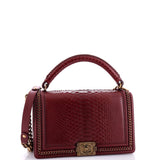 Chain Handle Boy Flap Bag Python New Medium