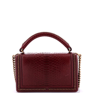 Chain Handle Boy Flap Bag Python New Medium