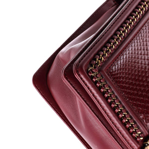 Chain Handle Boy Flap Bag Python New Medium