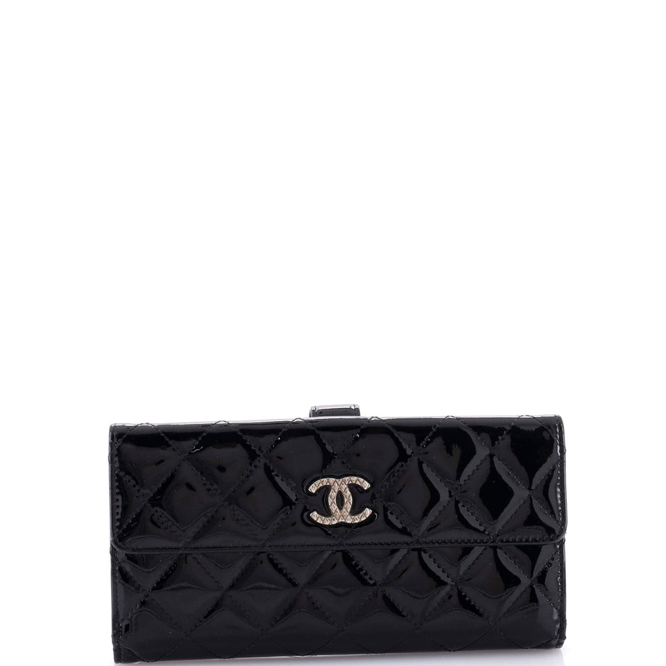 CC Brilliant Flap Wallet Quilted Patent Long