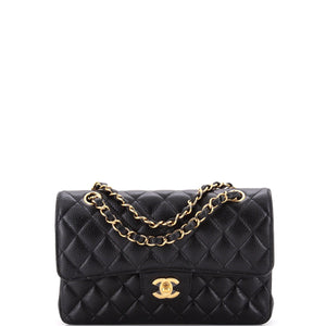 Classic Double Flap Bag Quilted Caviar Small