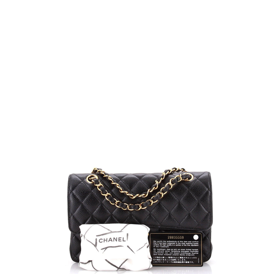 Classic Double Flap Bag Quilted Caviar Small