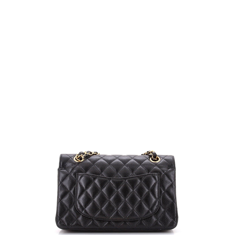Classic Double Flap Bag Quilted Caviar Small