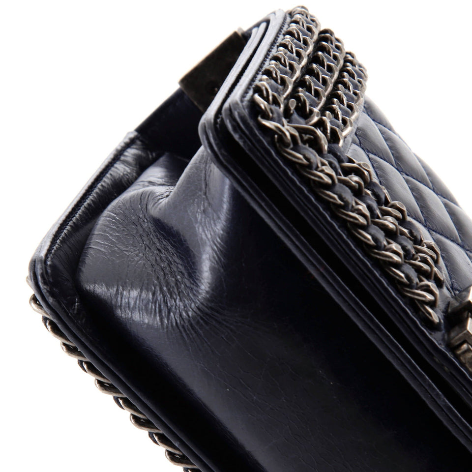 Chained Boy Flap Bag Quilted Glazed Calfskin Small